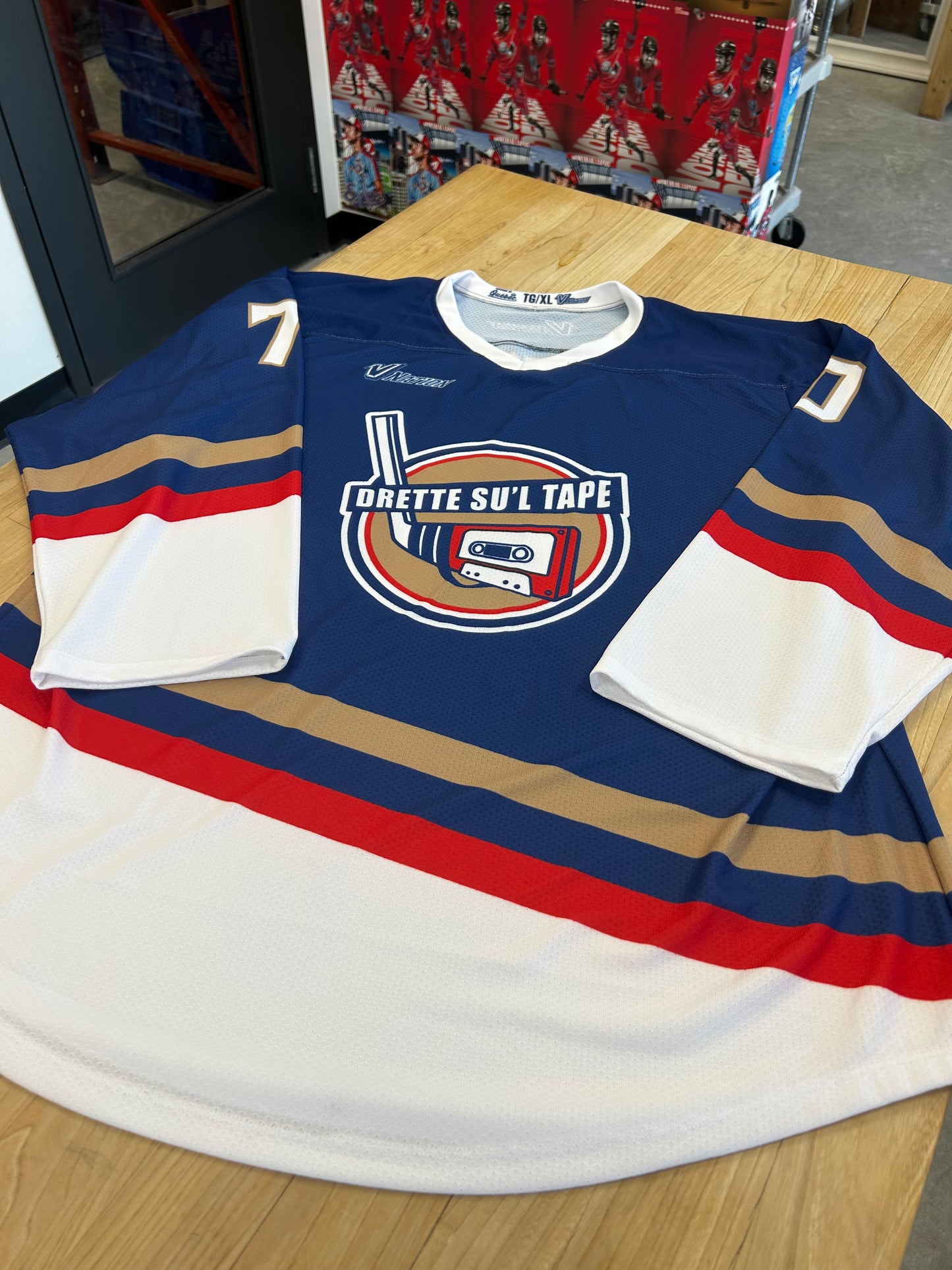 Chandail hockey - Drette su'l tape