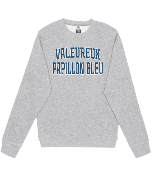 Crewneck Hero style Varsity- Les Valeureux-Papillon-Bleu